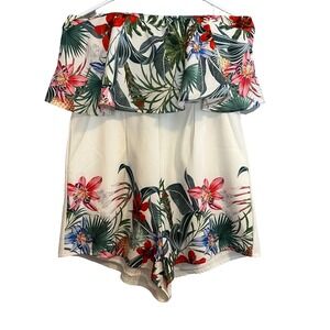 BLITHE Los Angeles Romper Sleeveless Off The Shoulder Floral Size Large